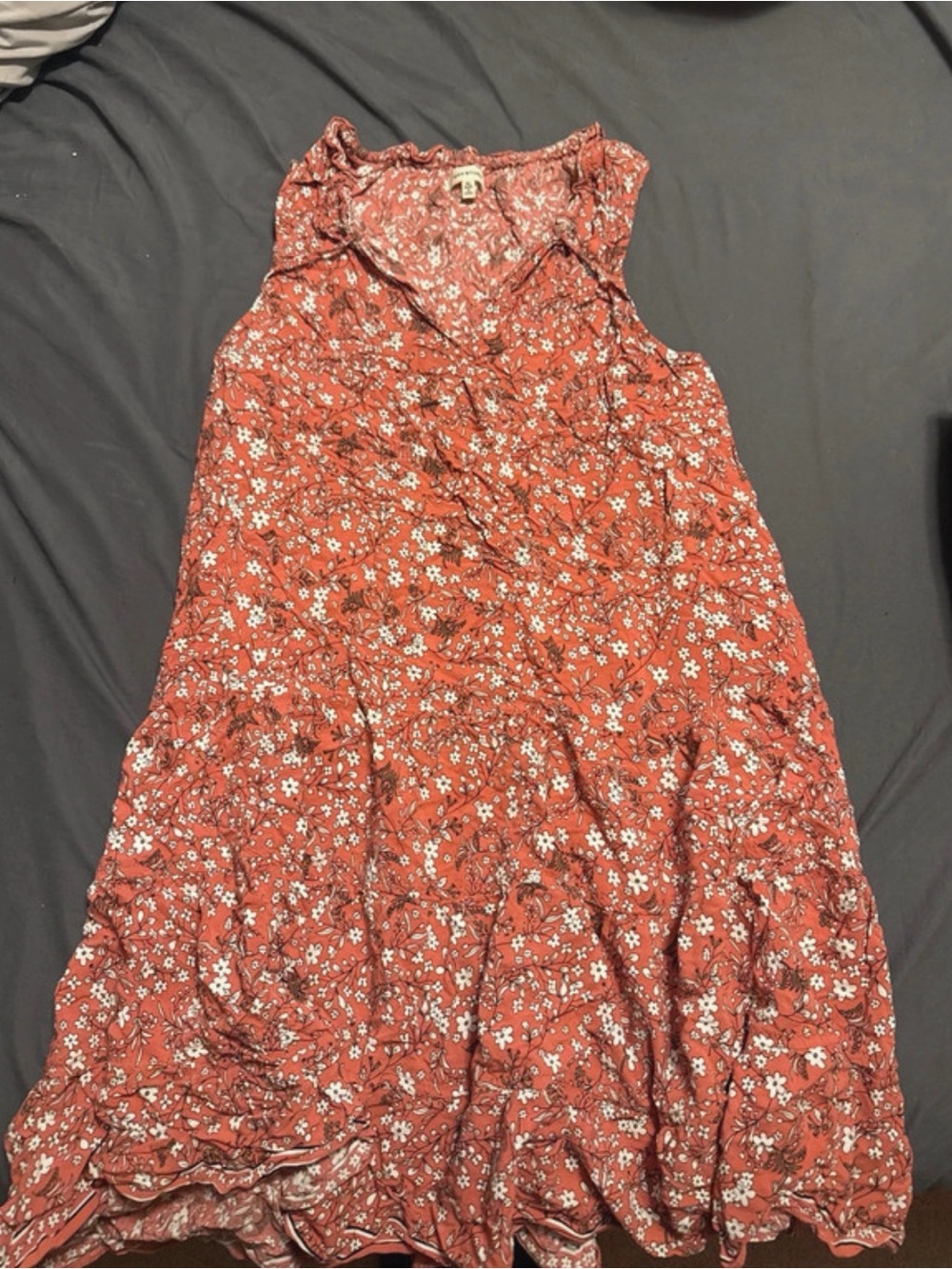 Max Studio Rust Floral Ruffle Tiered Tunic